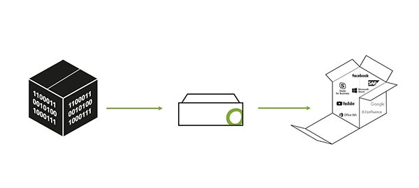 Image depicting the process of data packaging on SD-WAN.