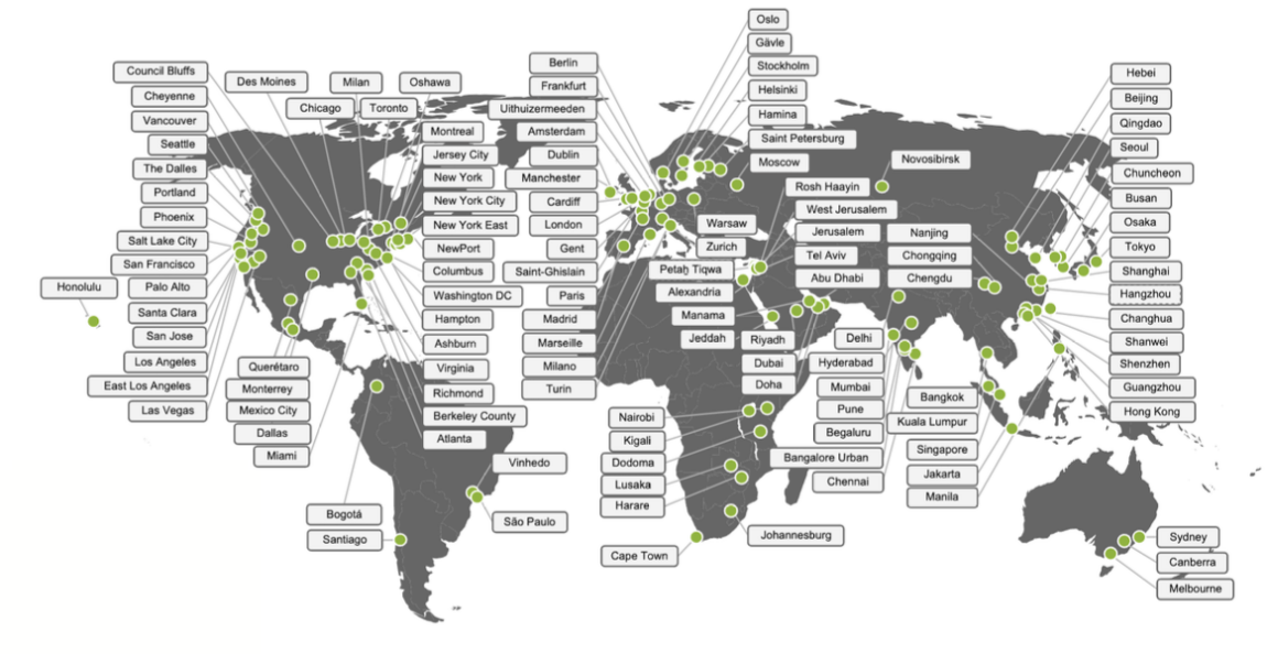 Extensive coverage with 500+ PoPs in 121 cities over 32 countries