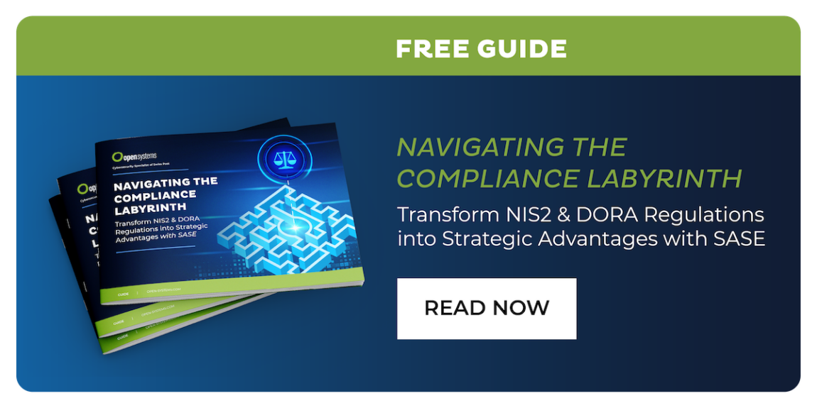 Explore our free guide, "Navigating the Compliance Labyrinth," emphasizing NIS2 and DORA regulations with SASE and Fast-Track Integration of ZTNA. Featuring an icon of scales, this essential read will clarify your path. Hit the "Read Now" button to start your journey today.